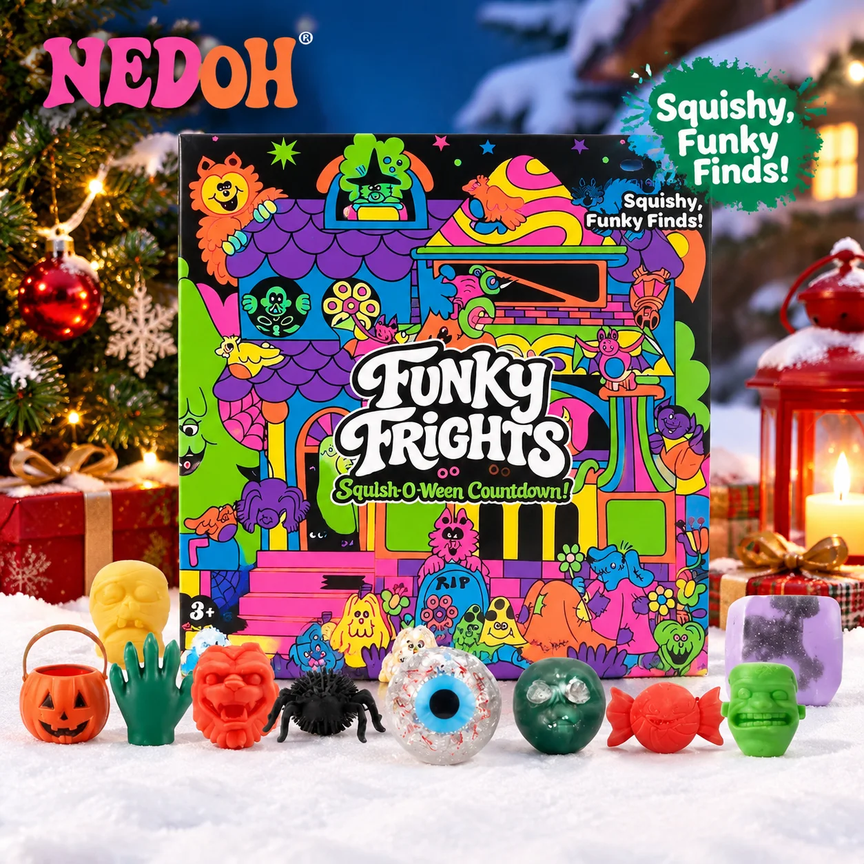 NeeDoh 2026 3D PVC Advent Calendar,Fidget Doll Xmas Countdown Surprise Box,Stress Relief Toy New Year Holiday