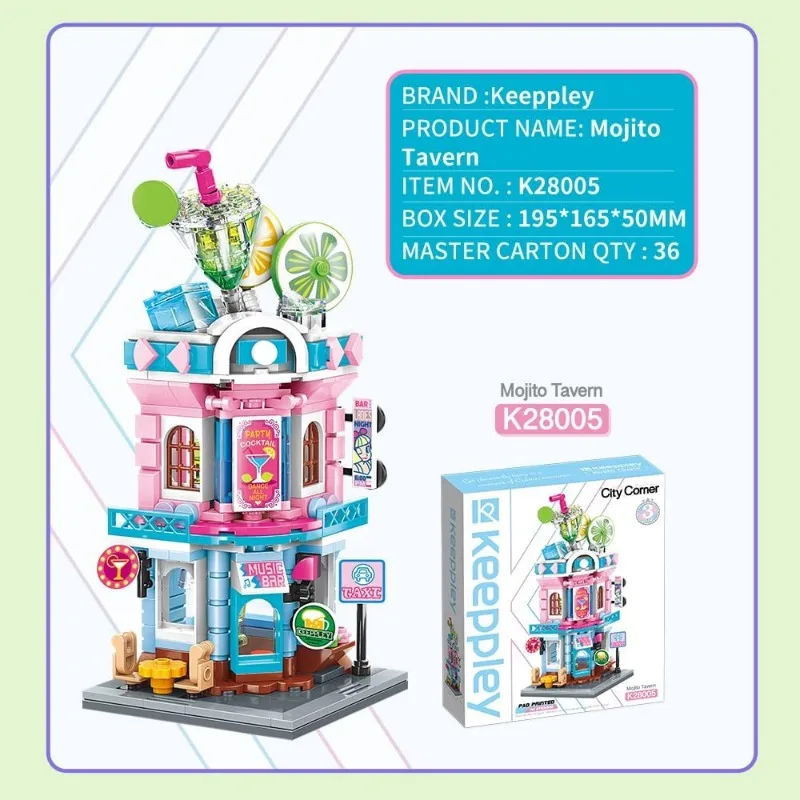 QMAN Juguetes de bloques de construcción, juguetes educativos de construcción STEM, juego de construcción para niños, Mojito Tavern, casa, juegos de ladrillos de construcción