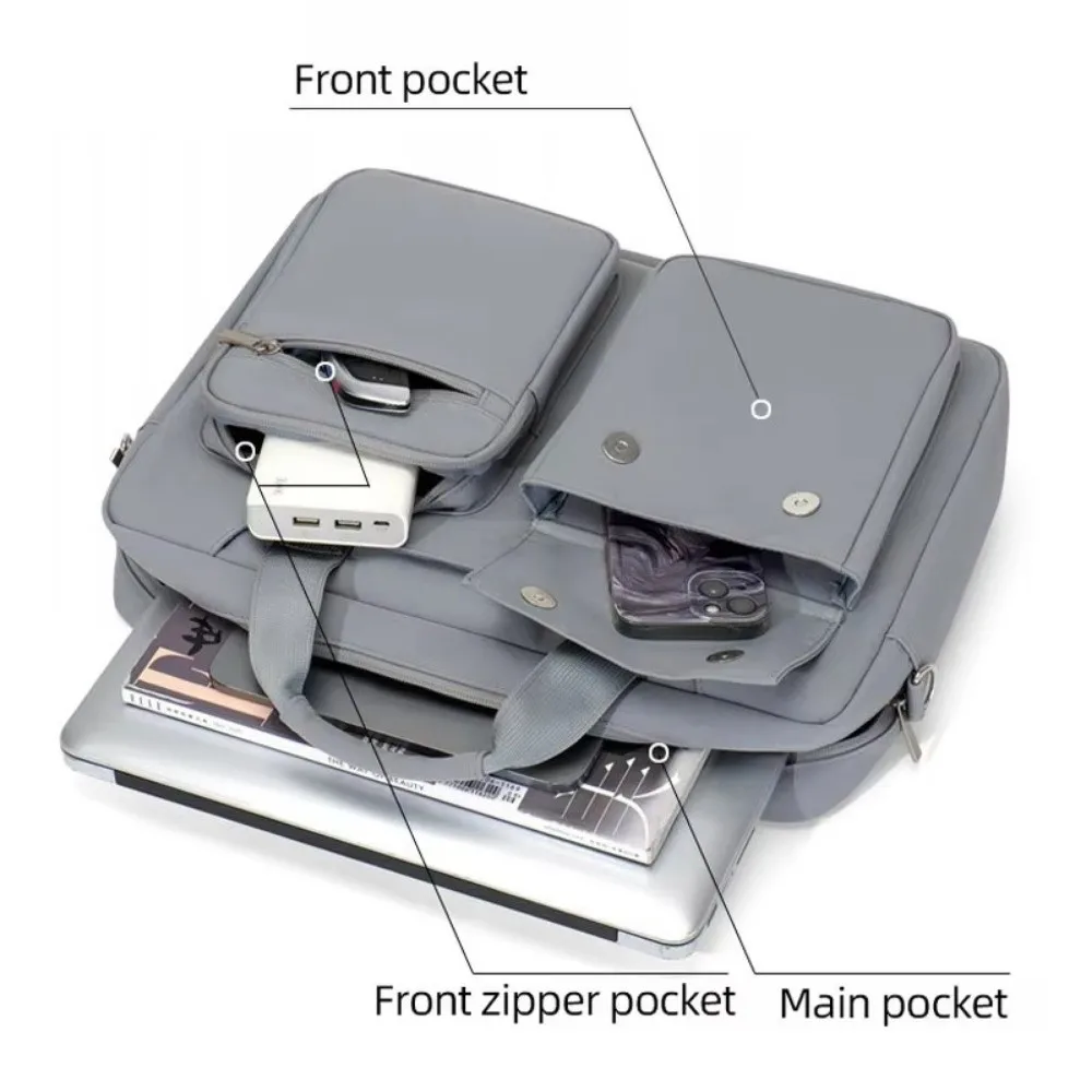 Portable Business Laptop Bag Waterproof Oxford Men Briefcases Multiple Layers Large Capacity Shoulder Tote Bag Computer Handbag