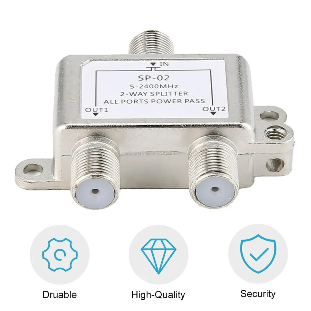 Répartiteur de signal d'antenne TV satellite 2/3/4 voies, câble coaxial, connecteur de type F
