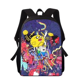 Mochila para niños con estampado 3D de Adventure Time de 15 pulgadas, mochilas de escuela primaria para niños y niñas, mochilas escolares para estudiantes