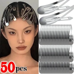 10-50pcs Y2K Silver Hair Clips BB Snap Hairpins Base for DIY Handmade Barrettes for Women Girls Punk Styling Tools Accessories