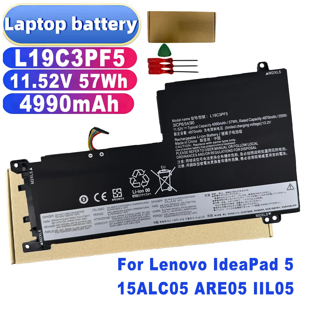 11.52V 57Wh 4990mAh L19C3PF5 L19M3PF6 L19D3PF3  L19C4PF1 L19L3PF2 L19L4PF1 Battery for Lenovo IdeaPad 5 15ALC05 ARE05 IIL05