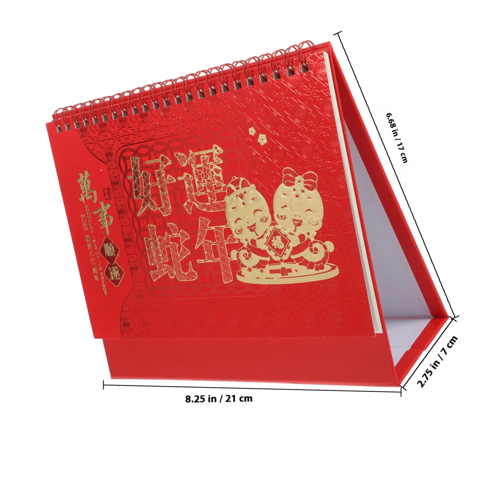 Calendario da tavolo per Capodanno cinese 2025 Design ribaltabile Anno del serpente Elegante pianificatore da scrivania Home Office Calendario da tavolo decorativo 2025