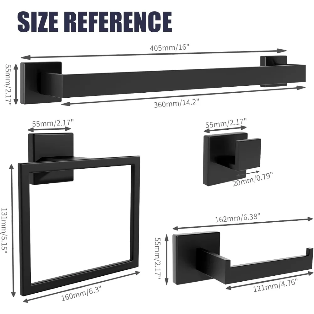 10 قطع ماتي الأسود SUS304 جدار فولاذي مقاوم للصدأ شنت منشفة بار مجموعة اكسسوارات أجهزة الحمام #4