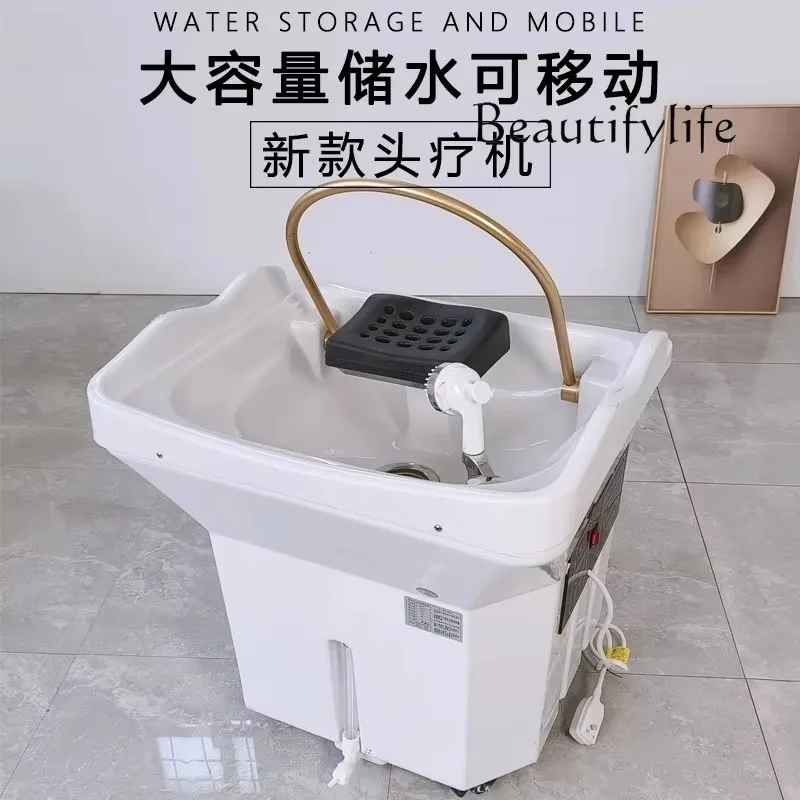 Movable head therapy instrument, water circulation fumigation barber shop special multi-functional shampoo basin