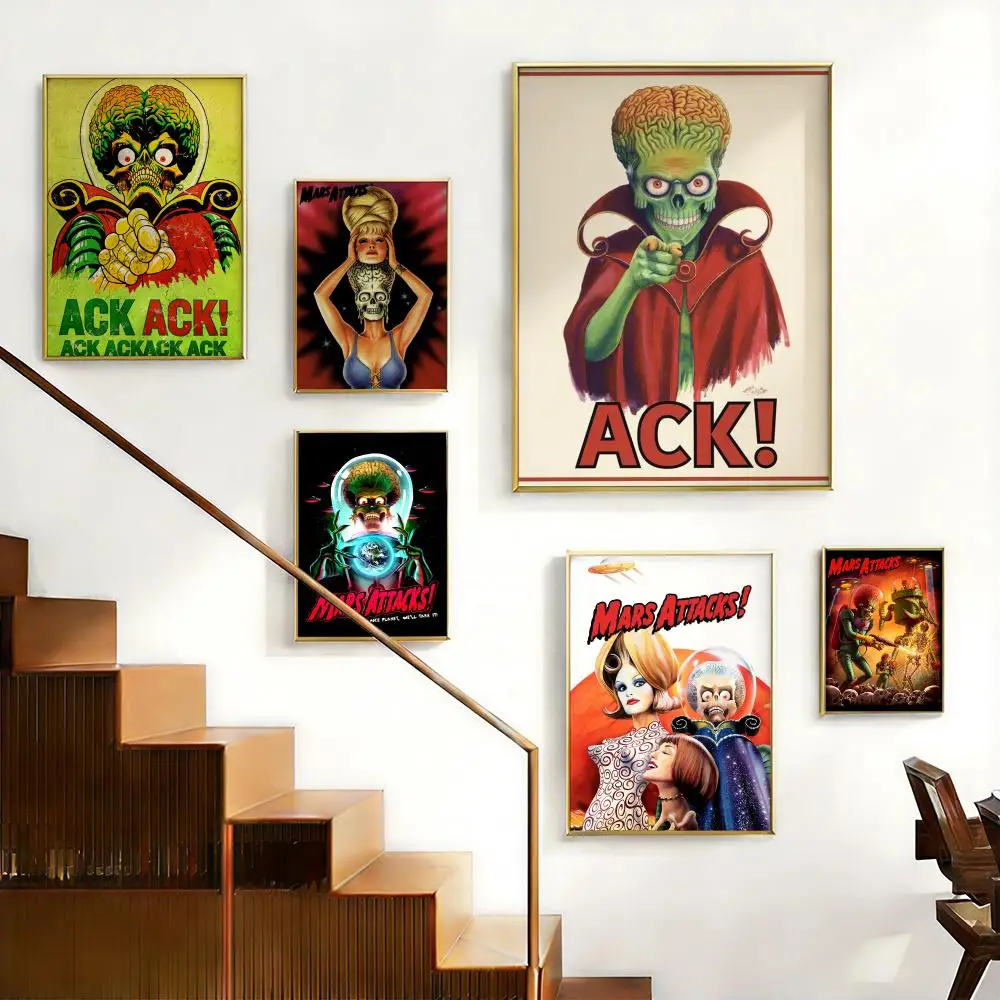 Retro Movie M-Mars Attacks!S Poster HD Self-Adhesive No Residue After Removal Ideal for All Kinds of Wall Decor