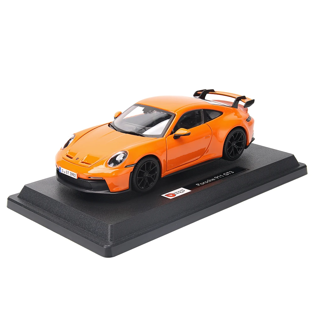 Bburago 1:24 Porsche 911 GT3 Fluorescent Green gray Alloy Luxury Vehicle Diecast Cars Model Toy Collection Gift Birthday Present