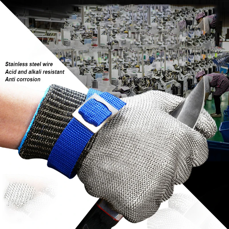 Anti Cutting Gloves For Slaug Htering And Killing Fish Level 5 Anti Cutting Hand Protection Stainless Steel Wire Metal Gloves