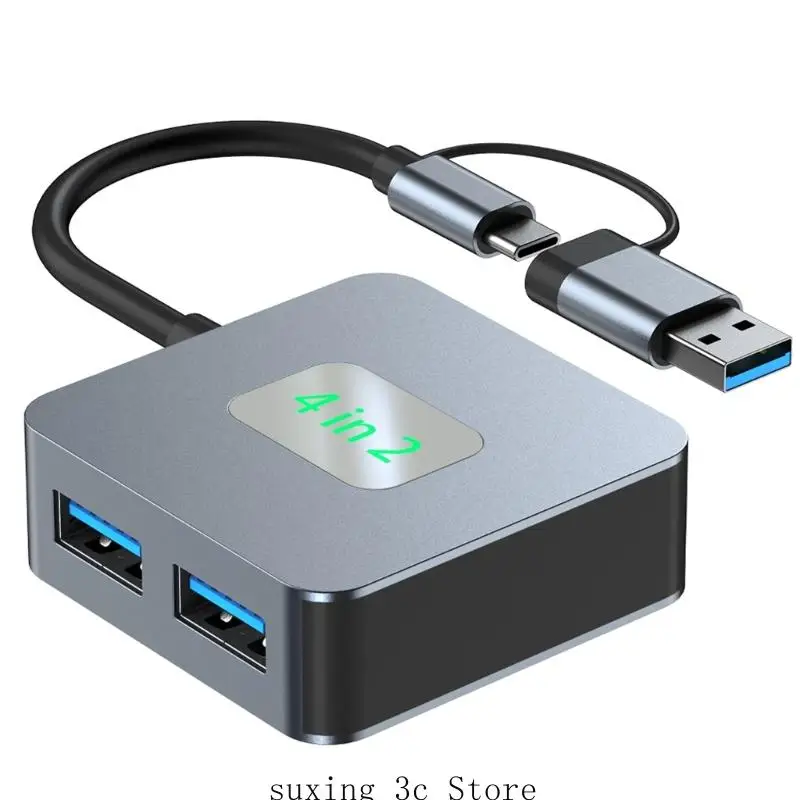 

Aluminum USB C Hub 10Gbps 4 in 1 USB 3.2 Adapter with 4 USB 3.2 4 Port USB C+USB Splitter Extender for PC Laptop