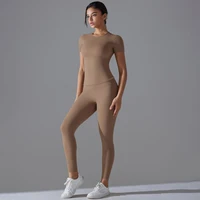 Quick-Drying Gym Leggings Set Yoga Suit Sports Set Sleeve Breathable Stretchy GYM Yoga Slim Fitness Active Top Tight Yoga Pant - Image 4
