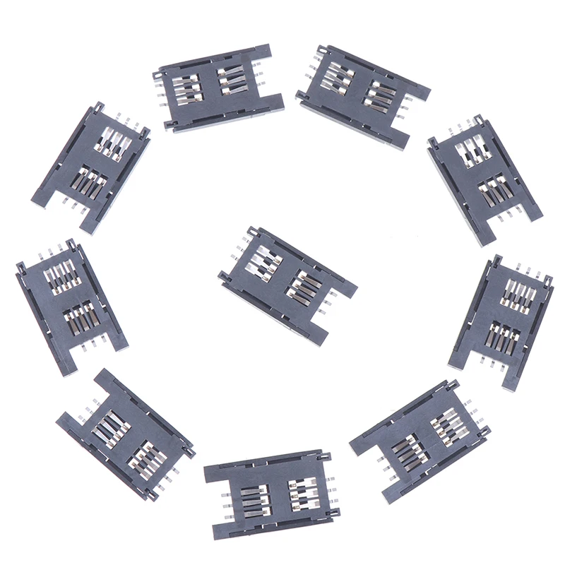 10 Stuks 2.5Cm Sim Kaarthouder 6 P Smd Smd 6 Pin Kaartaansluiting/6pin Slot/Stoelen/Houder Connector Voor Telefoon