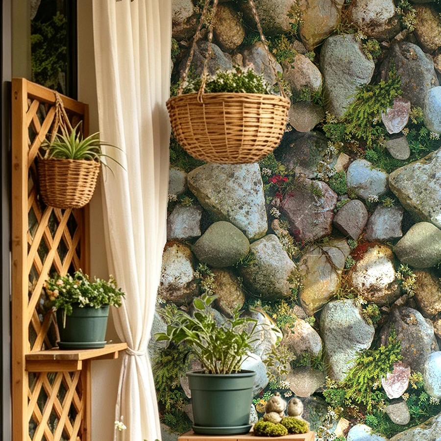 Natural Style 3D Green Plant PVC Wall Stickers, Home Garden Background Wall Wallpaper, Stickers for Homestays, Balconies