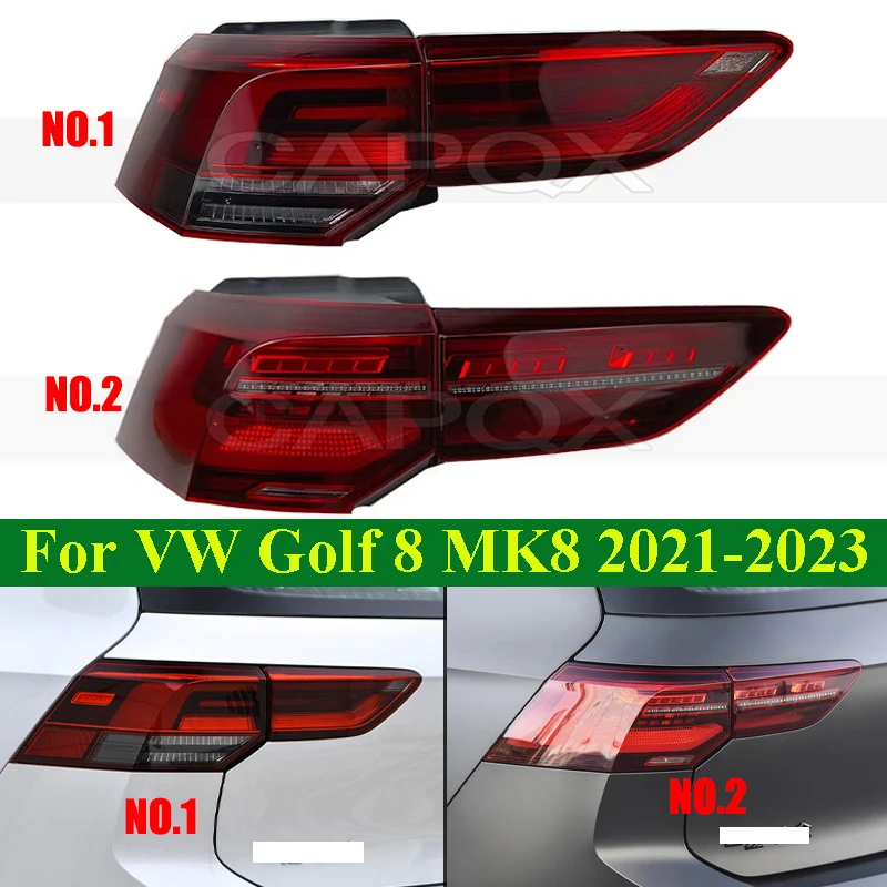 

Задний бампер CAPQX, задний фонарь для VW Volkswagen Golf 8 MK8 2021-2023, задний фонарь, стоп-сигнал, задний указатель поворота