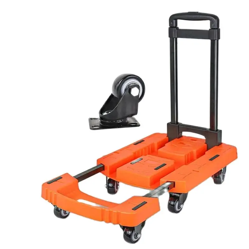 Hand Carts Trolleys Retractable Small Foldable Flatbed Transport Cart Portable, Silent Hand Cargo Cart Material Handling Tools