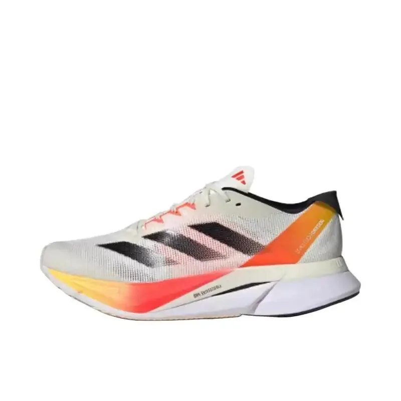 Adidas Adizero Boston 12 Men Gary White Orange Comfortable, Lightweight and Durable Marathon Running Shoes Sneakers