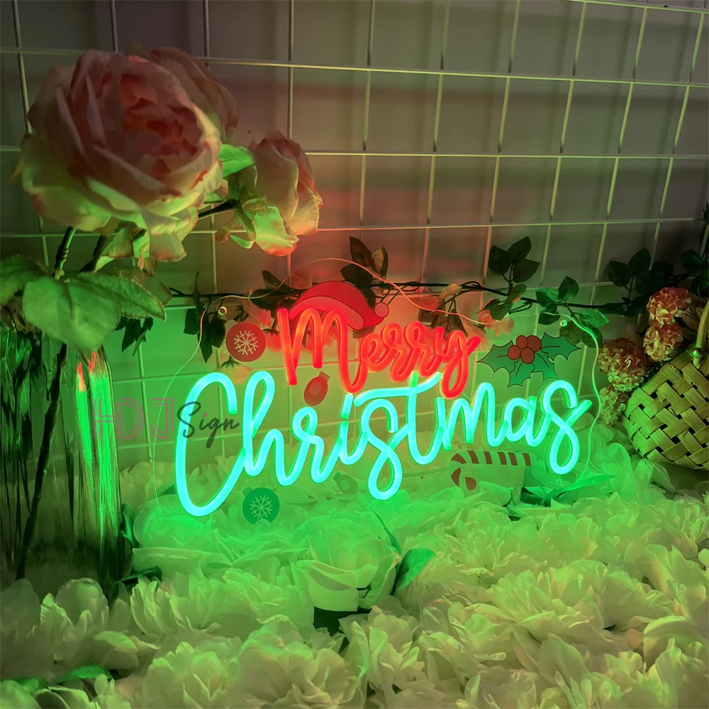 عيد ميلاد سعيد النيون تسجيل ل أدى جدار الأطراف الحانات ديكور المنزل هدايا للعائلة والأطفال زينة السنة الجديدة أضواء النيون