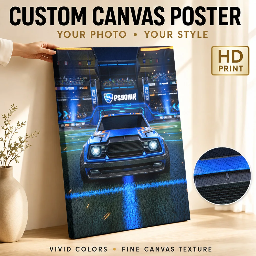 Rocket League Fennec Car Arena Canvas Poster Personalized Photo Digital Illustration Style Canvas Wall Art Gaming Studio Decor
