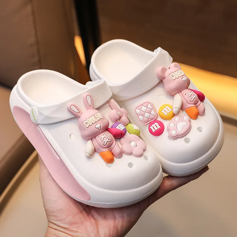 

Summer Kids Sandals Hole Children's Shoes Slippers Soft Anti-Skid Cartoon DIY Design Hole Baby Shoes Sandy Beach For Boys Girls