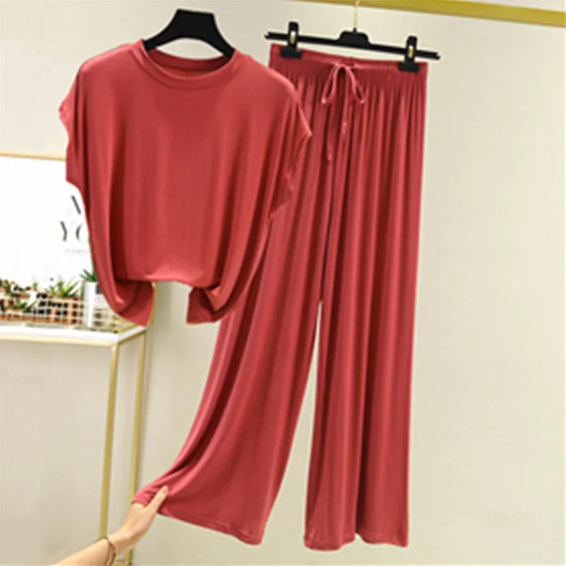 

Women's Modal Cotton Sleeveless Home Clothes Set Summer Thin Nightgown Pants Two-Piece Set Comfortable Casual Wearable Outdoors