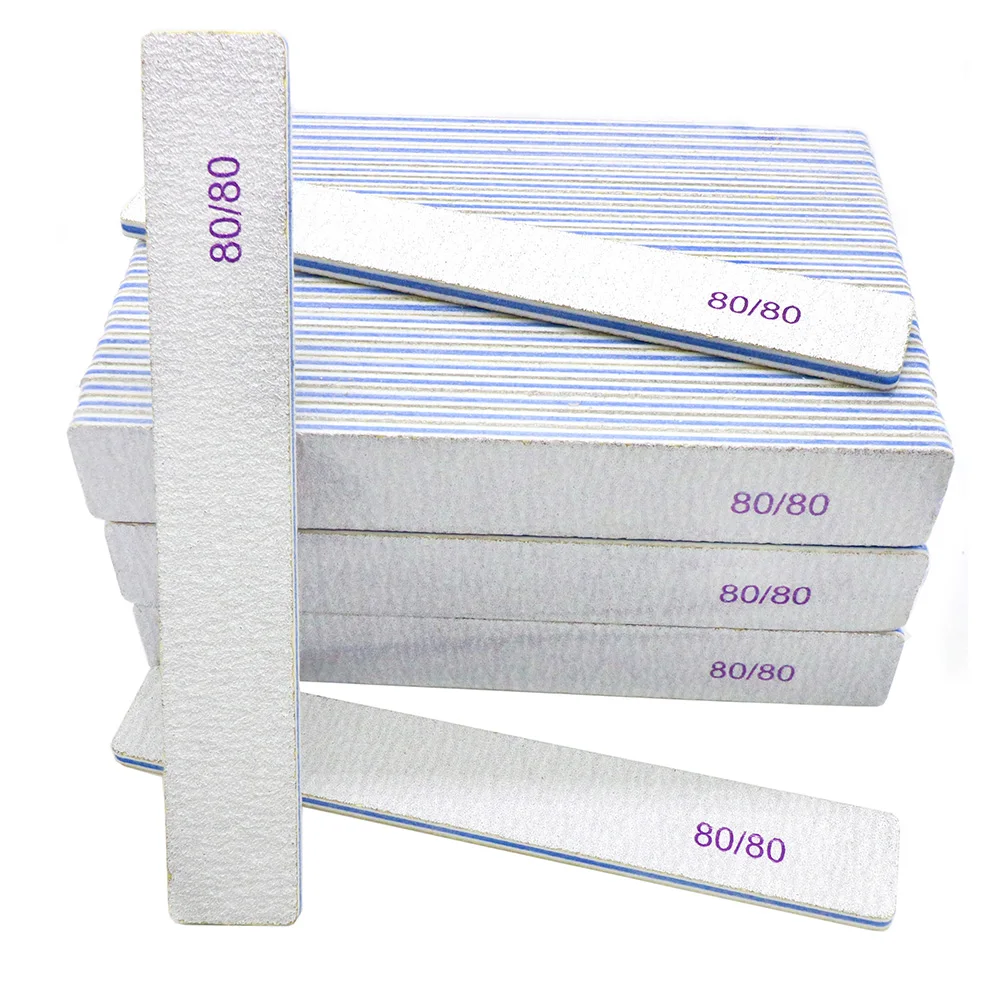 

25/50 Pcs Washable Durable Nail Art File 80/80 Grit Manicure Supplies Square Emery Board Sanding Files Buffer For Home Salon Use