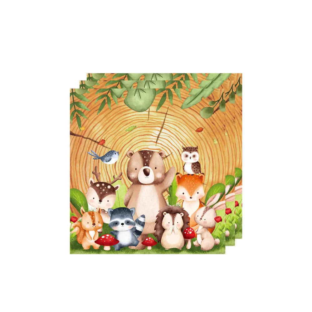 Woodland Animal Jungle Forest DIY Party Decoration Plate Cup Tablecloth Birthday Party Baby Shower Kids Birthday Party Supplies view 4