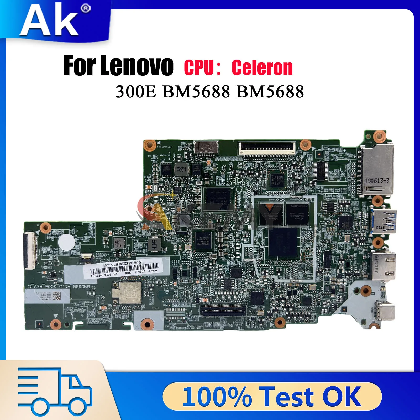 

С процессором MT8173C N4000 N4020, 4 ГБ ОЗУ, 32 ГБ, 64 ГБ SSD BM5688, материнская плата для ноутбука Lenovo 100e Chromebook 2-го поколения 300E