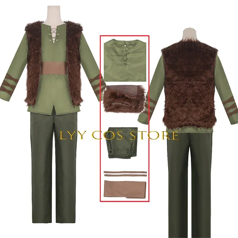 Fantasia de Cosplay de Dragão Anime para Homem, Top Verde, Colete, Conjunto Uniforme, Roupas para Trem de Palco para Criança, Temporada 3, Copo Pequeno