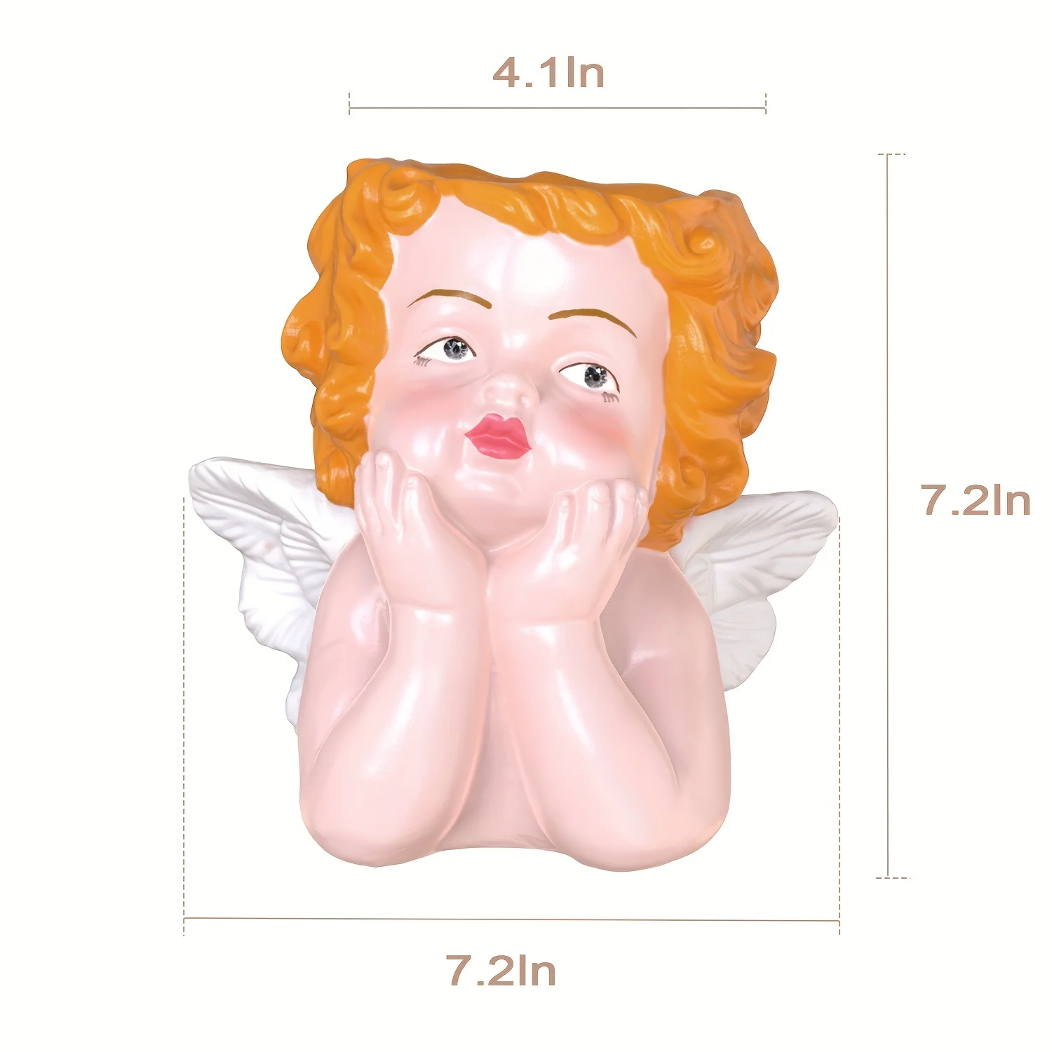 Angel statue refined head -faced flower pots and flower pots with drainage holes, which is very suitable for DIY succulent plant