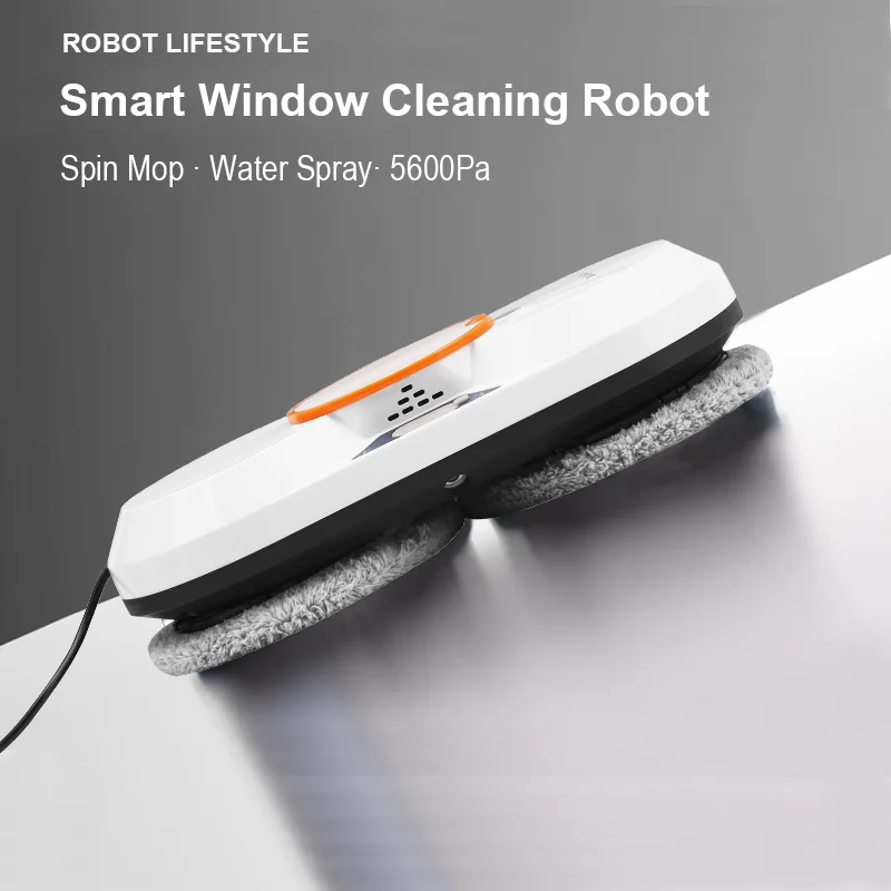 Robotic Window Cleaner Washing Windows Robot with Spray ,Two Water Tank,Spin Mop,5600Pa,Remote control, Home Robot Washer Glass