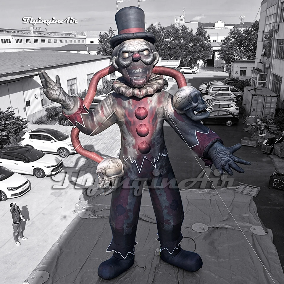 10m Scary Giant Halloween Monster Inflatable Cannibal Zombie With Skulls For Haunted House Decoration