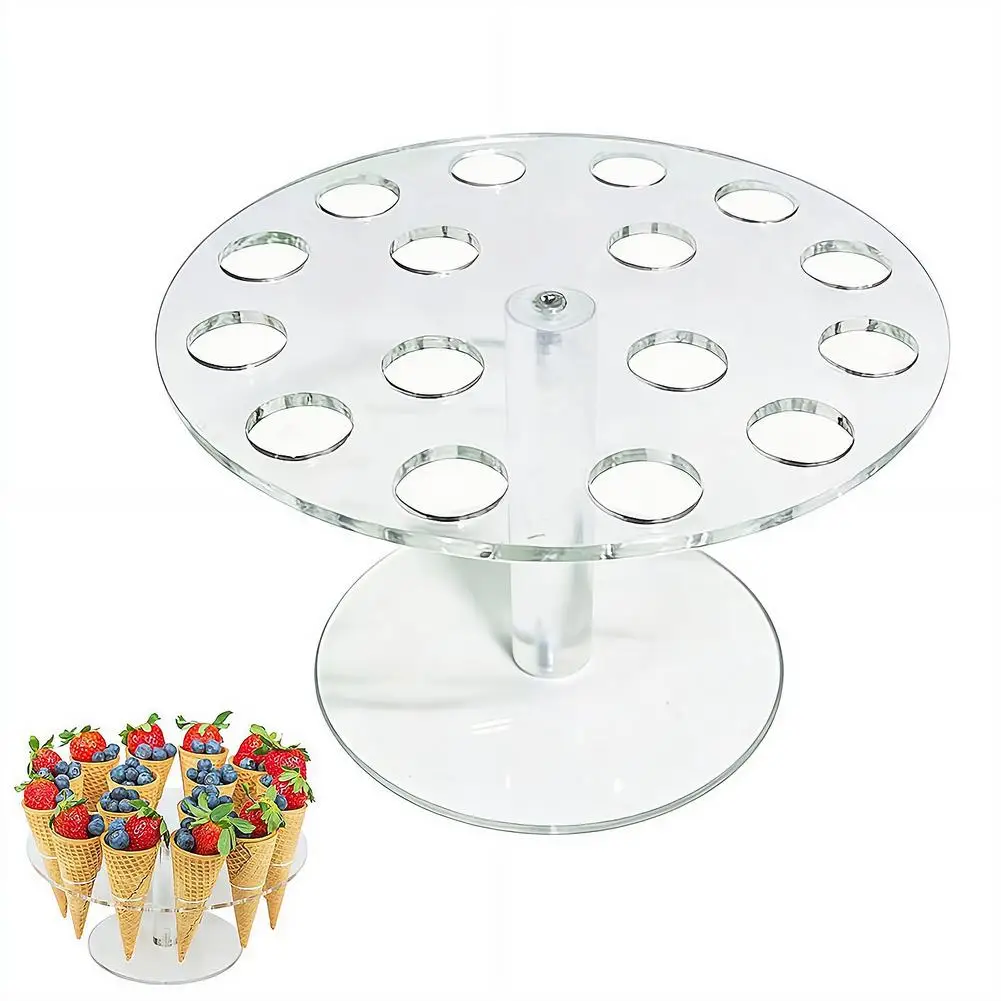 Cone Acrylic Ice Cream Stand 25cm Diameter 3 Slot Size Multi Purpose Display for Sushi Cotton Candy Dessert Party Serving