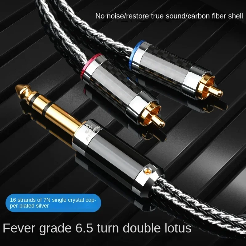 

Hifi 6.5mm TRS Jack to 2RCA OCC Silver Plated Audio Cable 6.5mm AUX to rca HIFI Stereo Auduio cable