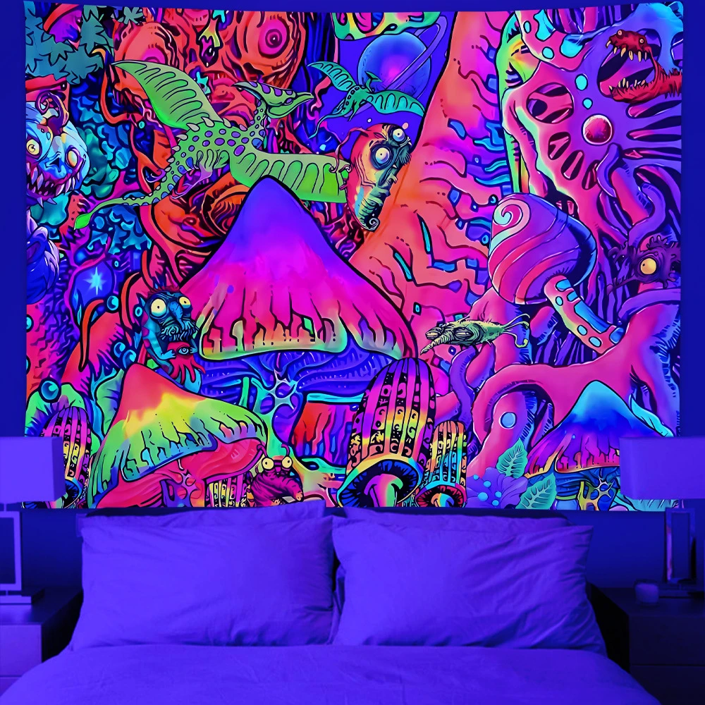 VIKAMA Psychedelic Monster Mushroom Tapestry Wall Hanging, 6 Designs, Wall Decor for Bedroom Living Room Dorm