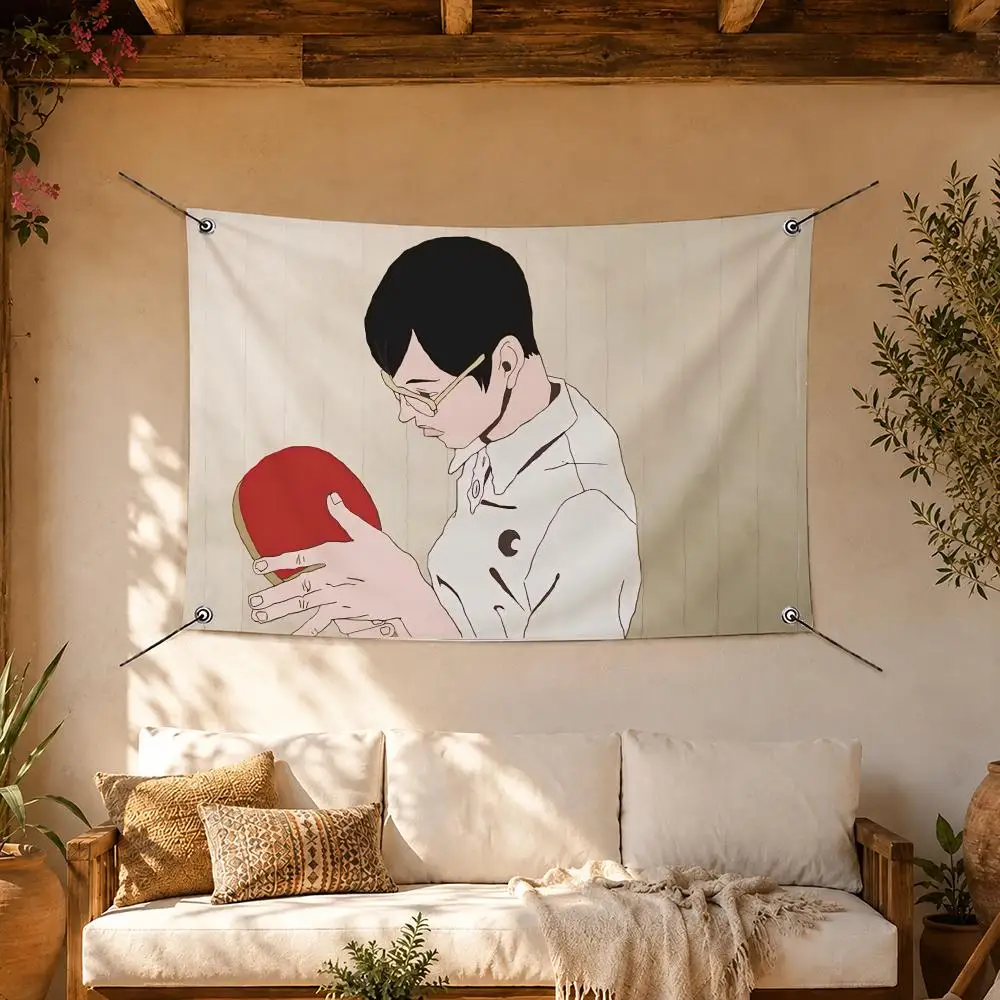 Bold Anime Ping Pong Flags Room Home Decor Wall‑Hanging Art Banner, Outdoor for Bedroom Party Background Decoration