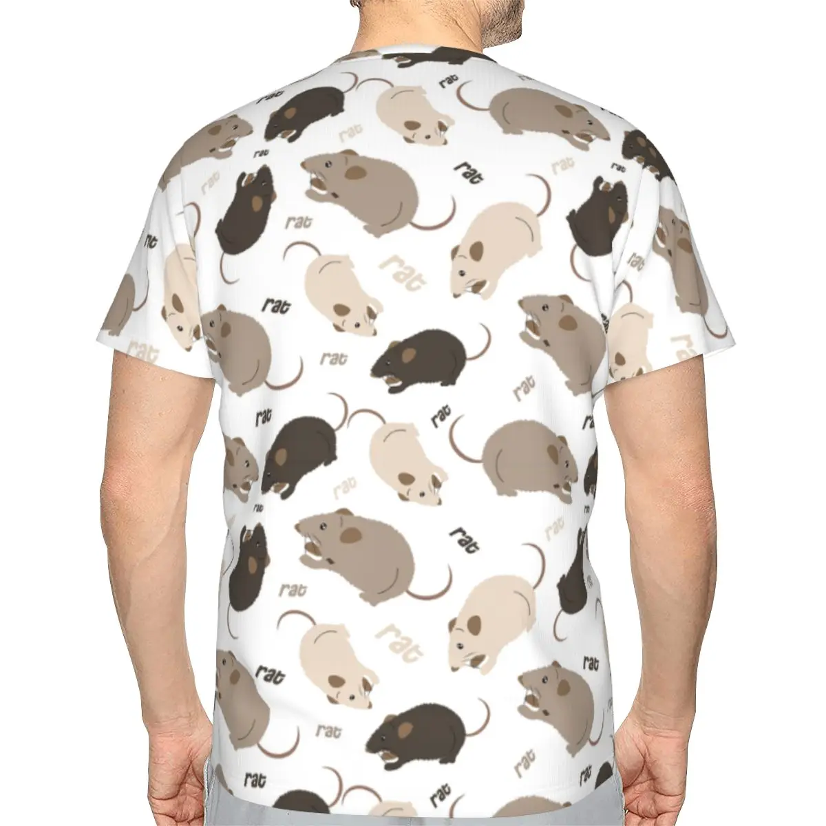 Rat Pattern 100% Cotton T-Shirt Men'sFashion T Shirts Men Crew Neck Short Sleeve