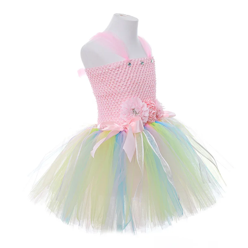 Girls Pastel Butterfly Fairy Dress Kids Tutu Dresses Outfit Children Stage performance Birthday Party Costumes