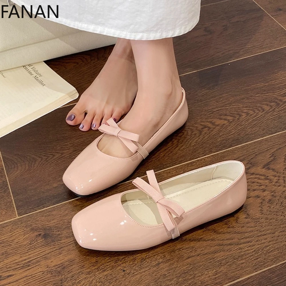 

Балетки во французском стиле ретро, новинка 2023 года, элегантные джинсы принцессы на низком каблуке с бантом и бантом, повседневные туфли-лодочки из дышащей кожи на платформе