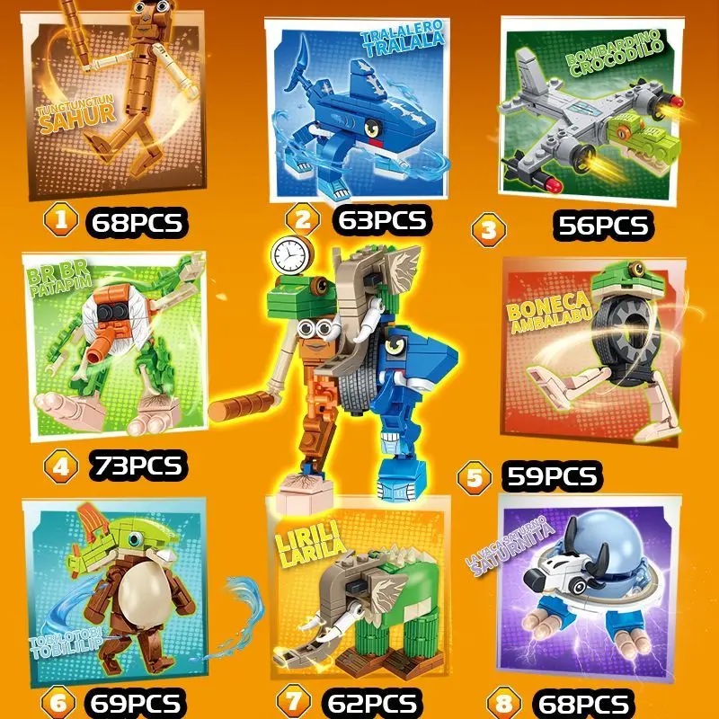 حيوانات الدماغ الإيطالية تونغ تونغ صحور اللبنات Tralalelo Tralala القرش الطوب لعبة هدية الكريسماس للأطفال طفل