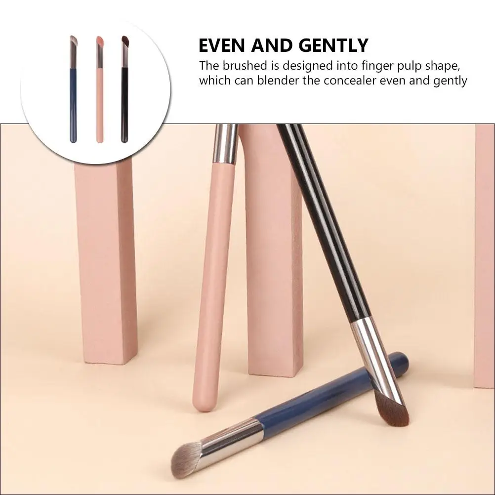 Pinceaux anti-cernes en forme de pâte de doigt, Tube en aluminium sous les yeux, applicateur de fard à paupières, brosse d'ombre de nez, têtes en fibres artificielles