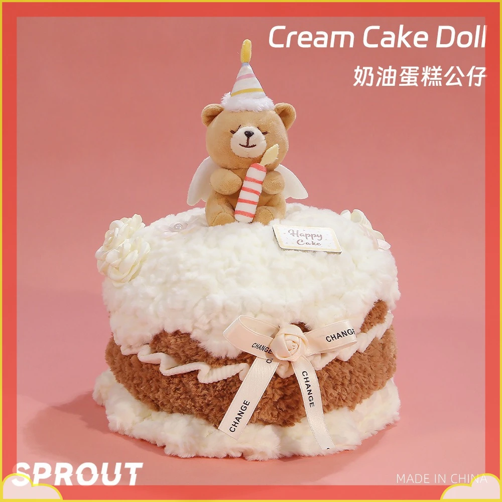 

ZWY Cream Cake Scented Bear Plush Toy Fluffy Angel Teddy Bear Doll Cake Decor Cute Collectible Gift for Birthday Home Decor