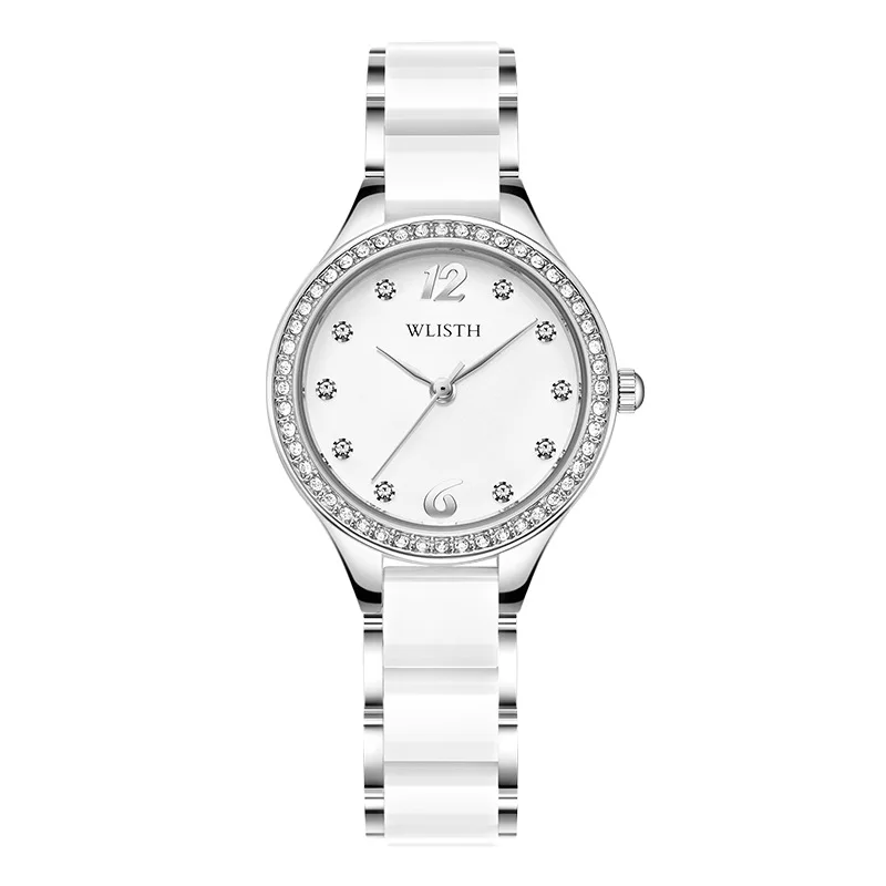 Fashion Wlisth Top Brand Diamond Watches Woman Famous White Ceramic Women\'s Wristwatch Exquisite Rhinestone Wrist Watches