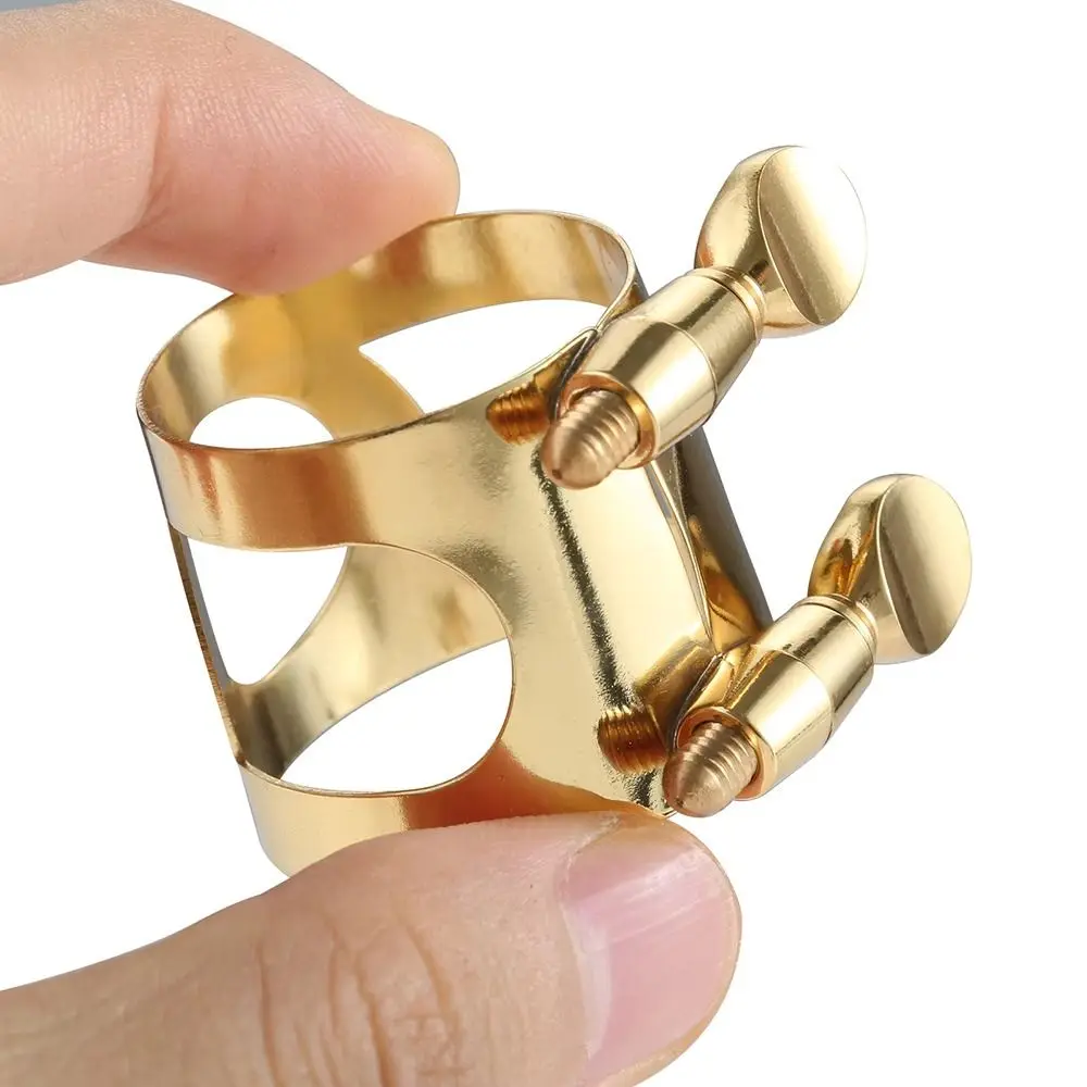 1Pcs Brass Saxophone Mouthpiece Clip with Adjustable Screw Snap Ring Ligature Climp Alto/Tenor/Soprano Fastener Cap