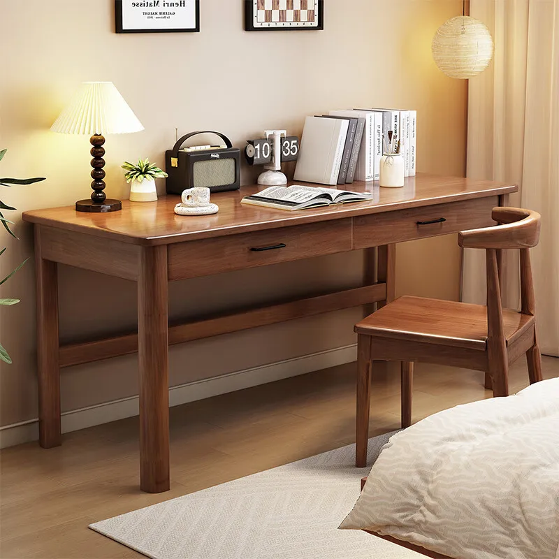 Vintage Bedroom Long Writing Desk With Wax Wood Pattern Computer Table Vintage Style Makeup Table Vintage Computer Table