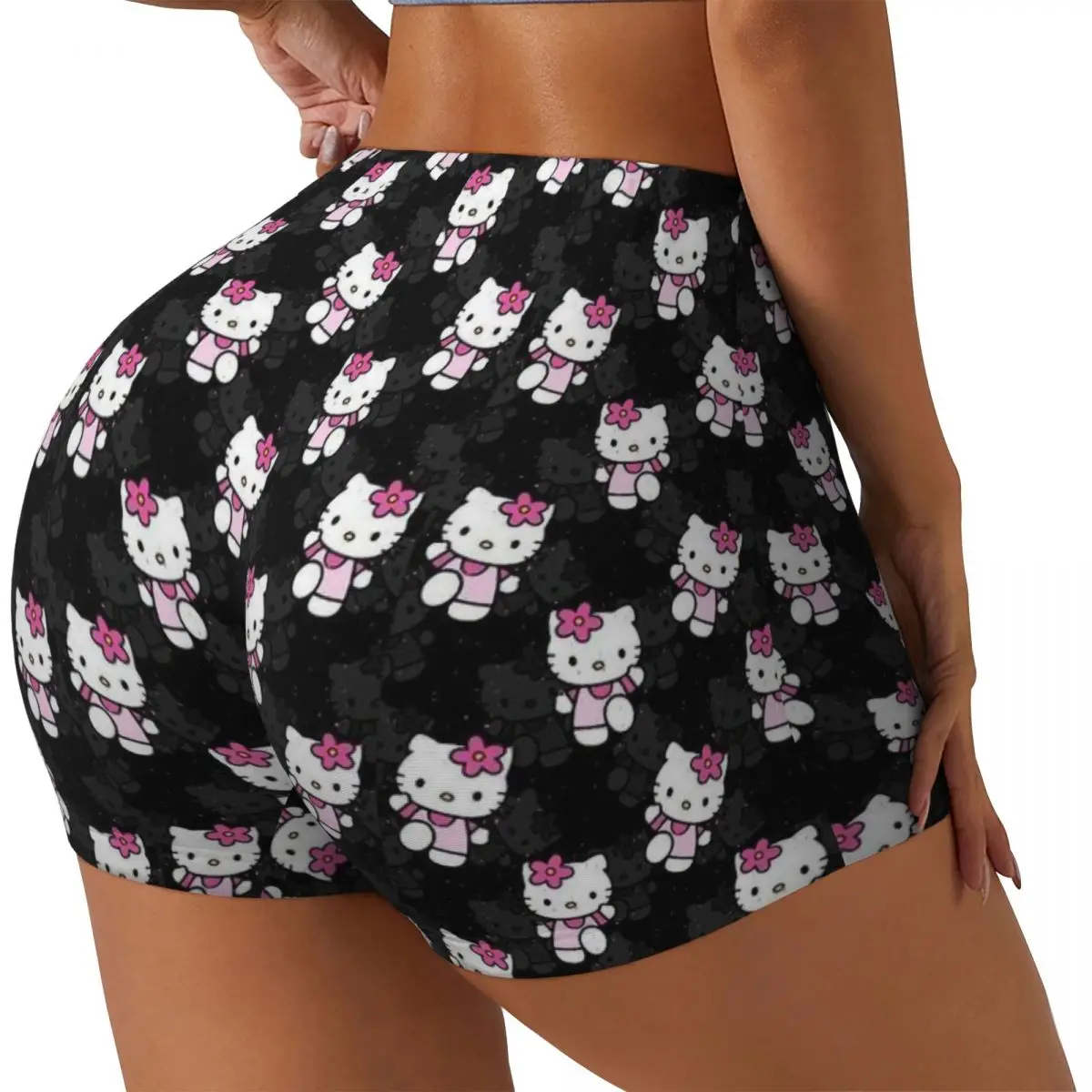 Custom Hello Kitty Volleyball Biker Gym Shorts Women\'s Athletic Workout Yoga Shorts