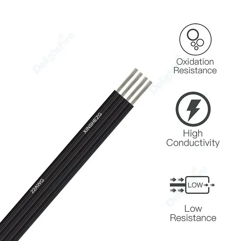 2 3 4 Pin RGB LED Strip Extension Cables Hookup LED Cable Black Flat 18 20 22 AWG Electrical Wire For WS2811 WS2812B LED Strip