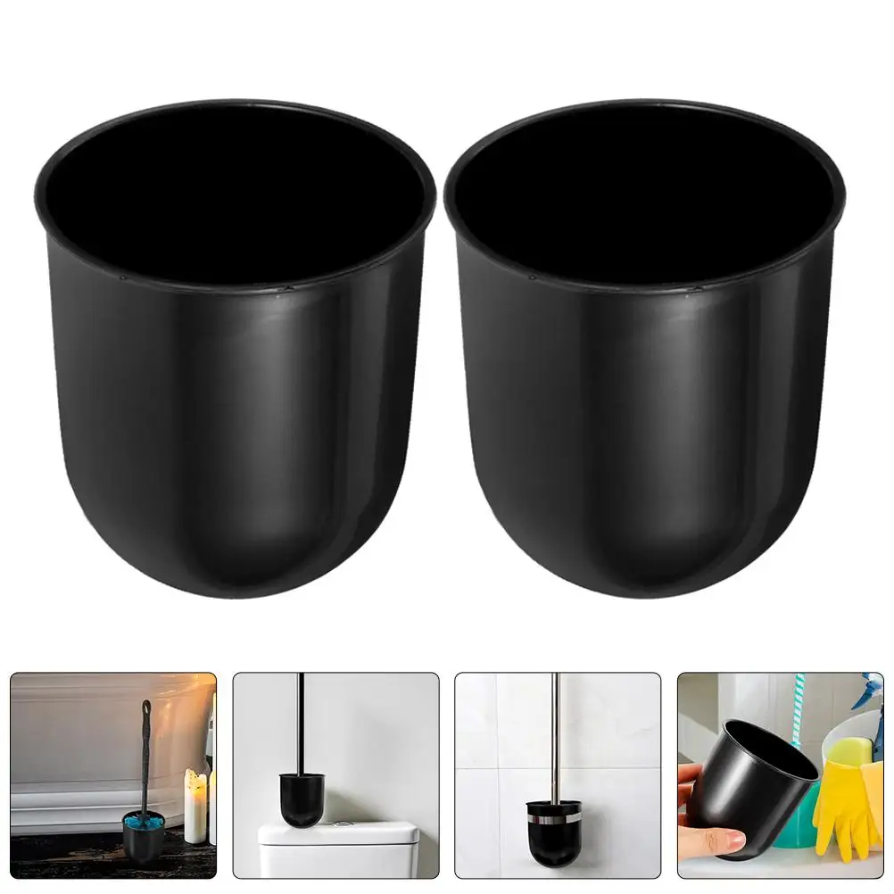 2Pcs Wc Pinsel Halter Schwarz Kunststoff Tasse Container Lagerung Rack Wäscher Haushalt Bad Zubehör