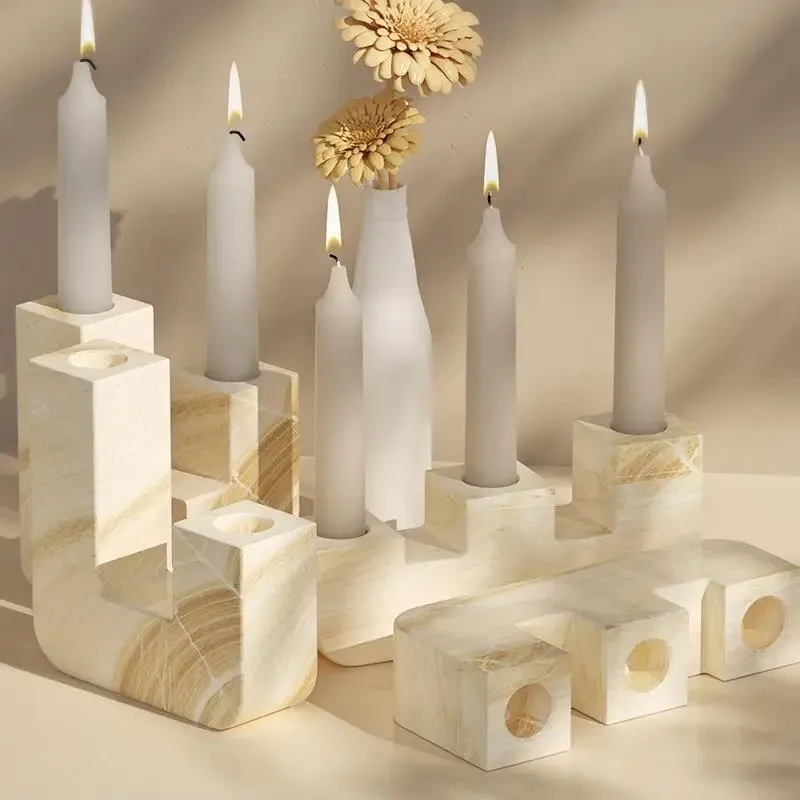 Geometric Trapezoidal Candle Holder Clay Mold,Plaster Mold for Home Table Decor,Festive Gifts,Resin Plaster Crafts,Silicone Mold
