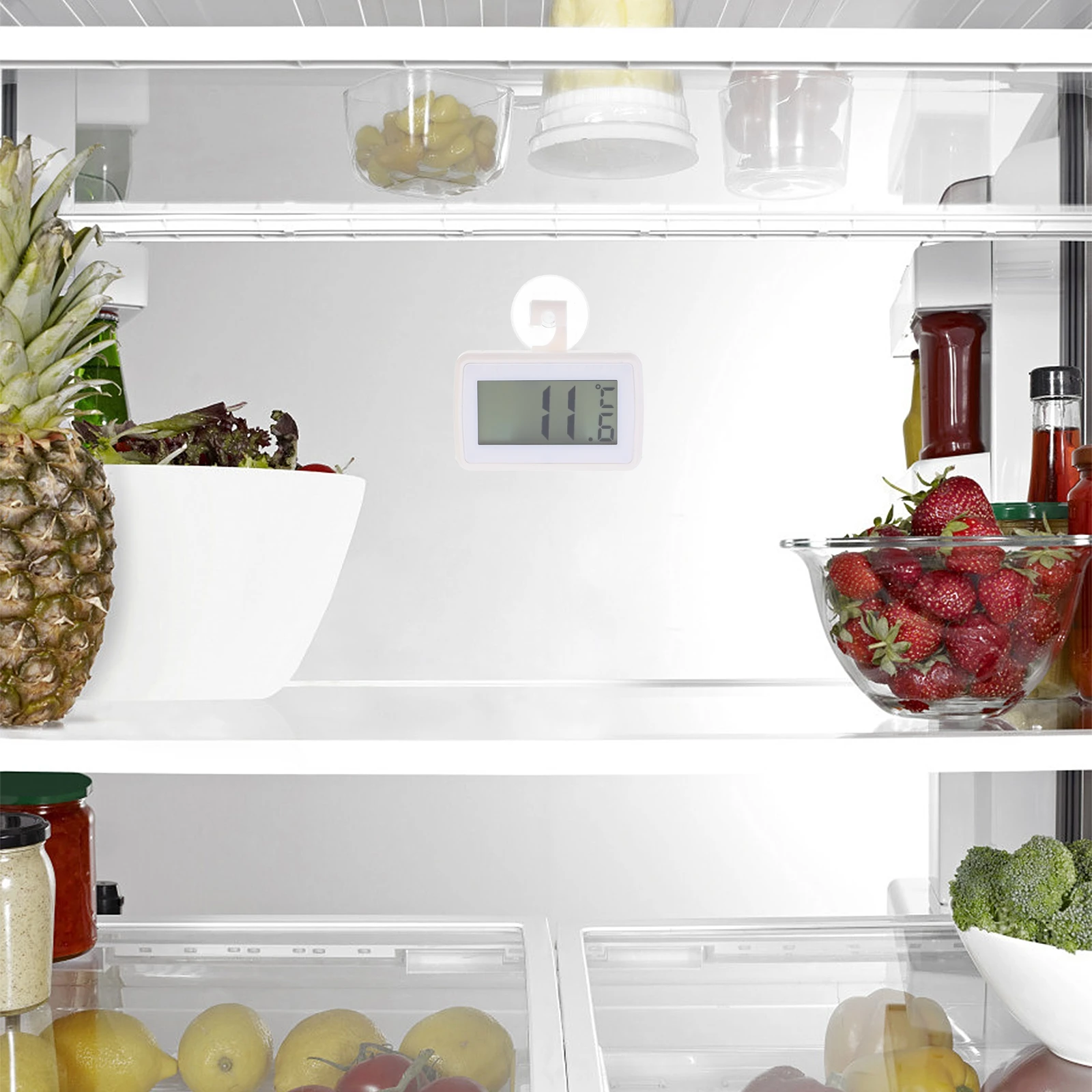 

Digital Temperature Meter for Fridge Refrigerator Large Display Gauge Small White Precision Thermometer Save Space Easy Storage