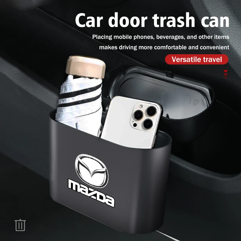 Portable Car Trash Can Hanging Vehicle Garbage Storage Box For Mazda Atenza Axela MX30 CX30 CX3 CX9 MX5 RX8 RX7